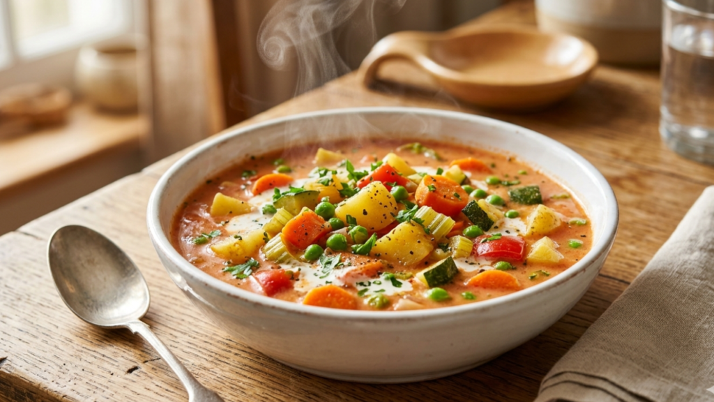 شوربة الخضار وكريمة الطماطم