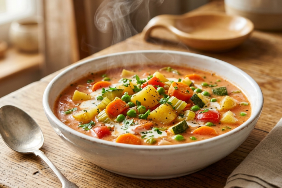 شوربة الخضار وكريمة الطماطم